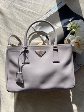 Prada Saffiano Lux Small Galleria Double Zip Tote Light Purple